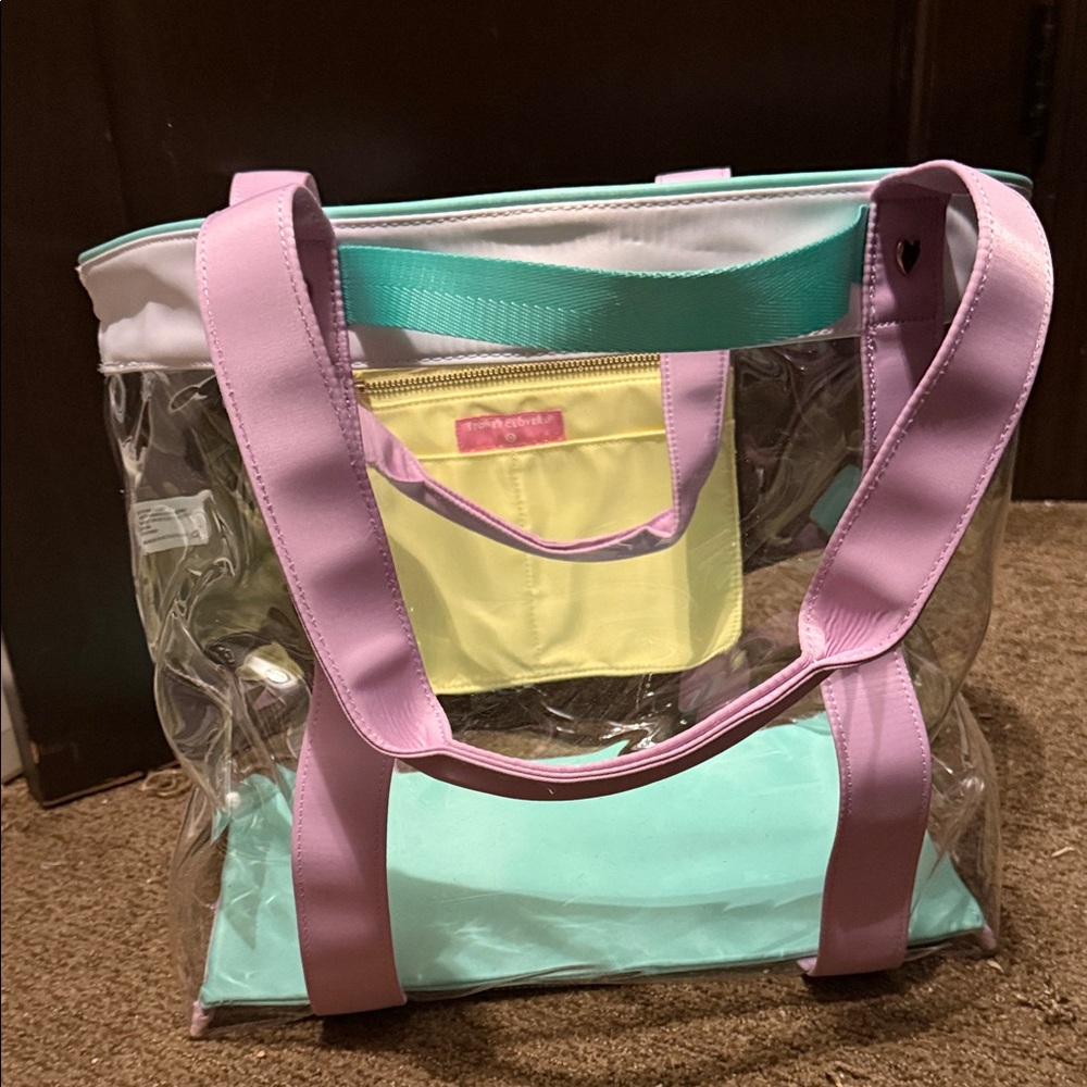 Stoney Clover Lane x Target Clear Tote Bag with Mint Base and Pink Trim